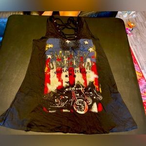 Women’s Lace-Up Back Harley-Davidson Tank Top Sz 1W-NWT